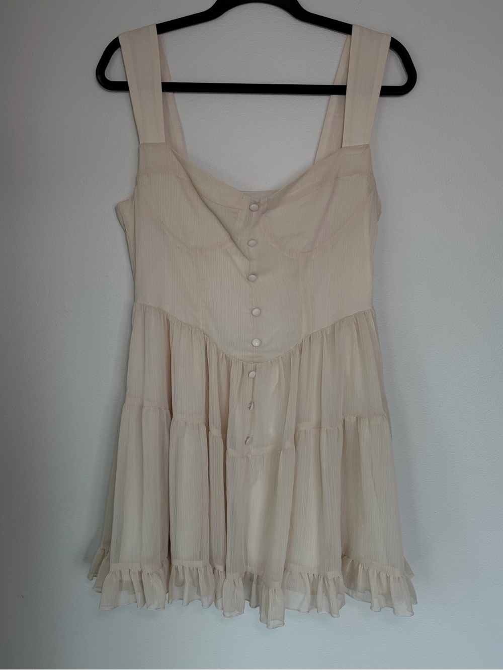Cider Like New Cream Tiered Ruffled Mini Dress Flowy Whimsical Fairy Cottage